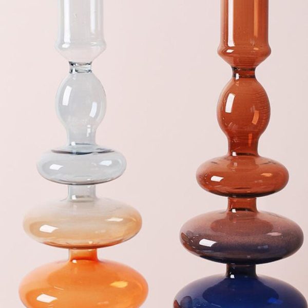 Bougeoir décoratif en verre bicolore pour ambiance chaleureuse
