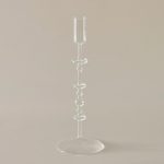 Bougeoir en verre jaune à poser sur table