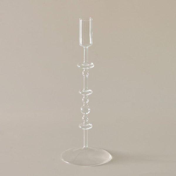 Bougeoir en verre jaune à poser sur table