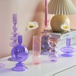 Bougeoir Lila en verre coloré