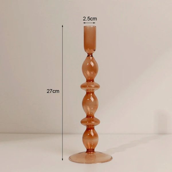 Bougeoir verre marron pour décoration intérieure