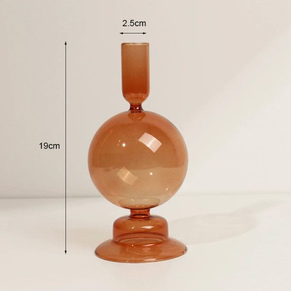 Bougeoir en verre marron, pièce décorative unique