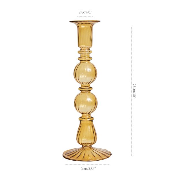 Bougeoir élégant en verre, touche de couleur ocre