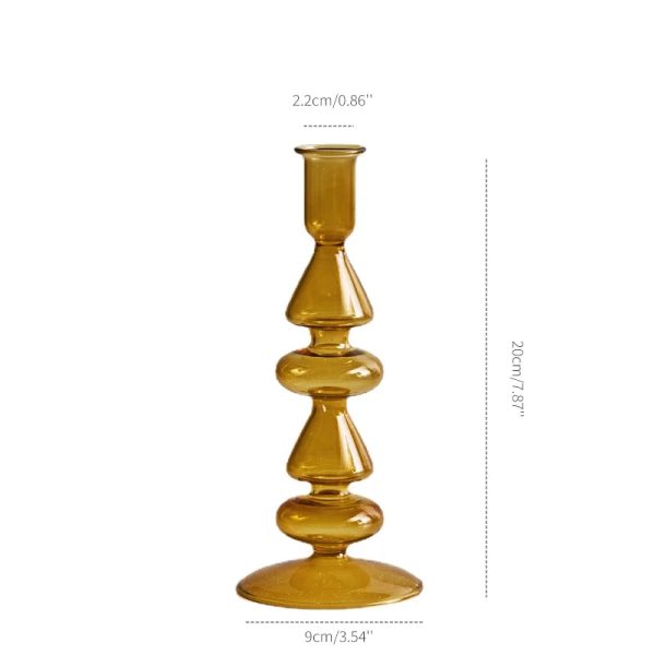 Bougeoir décoratif en verre, nuance d'ocre apaisante