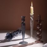 Bougeoir en verre soufflé fumé élégant