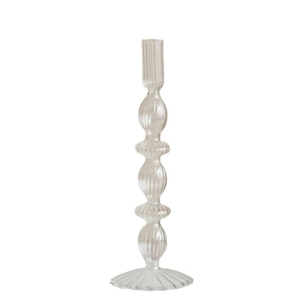 Bougeoir en verre strié, idéal pour éclairage doux