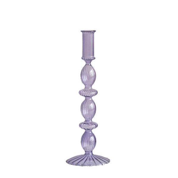 Bougeoir en verre strié, accessoire de table chic