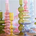 Bougeoir en verre avec des nuances de couleurs