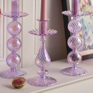 Bougeoir Verre élégant en violet irisé