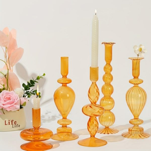 Chandelier en verre orange rétro