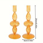 Bougeoir vintage en verre orange