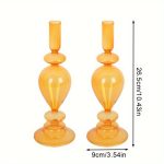 Bougeoir en verre orange pour table