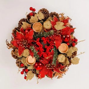 Grande couronne bougeoir de l'Avent pour décorations de Noël