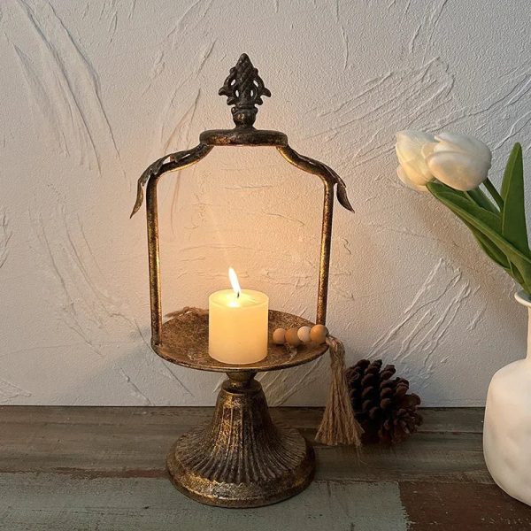 Photophore vintage doré, accessoire décoratif idéal