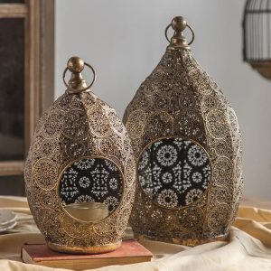 Photophore doré élégant pour décoration intérieure