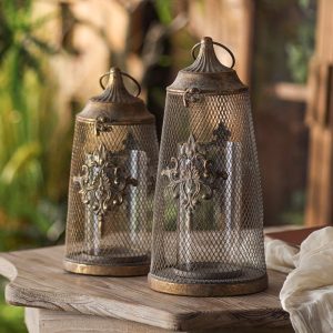 Lanterne en métal doré au style vintage