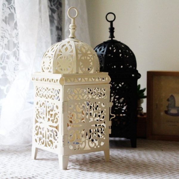 Lanterne Marocaine blanche en métal et fer forgé