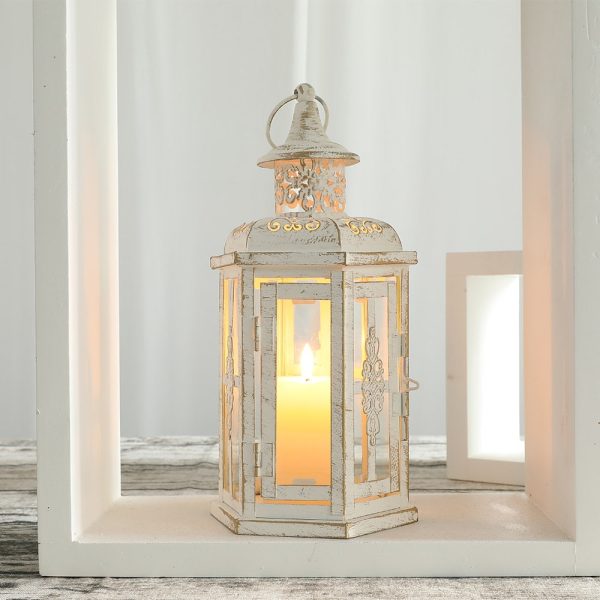 Lanterne décorative en métal blanc pour mariage