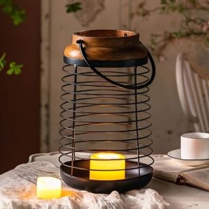 Éclairage en métal et bois naturel