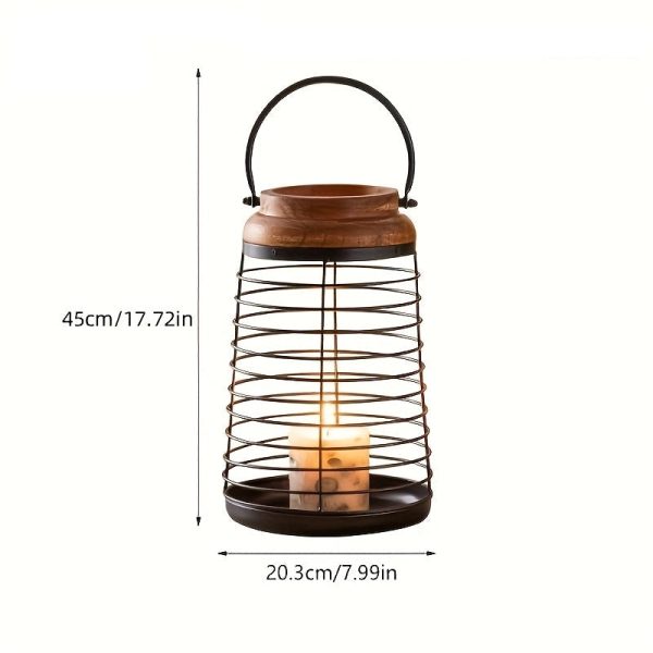 Lanterne artisanale en métal et bois