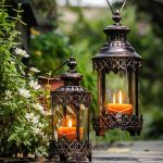 Lanterne en verre de style bronze ancien