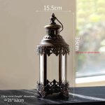 Lanterne en verre, style vintage bronze ancien