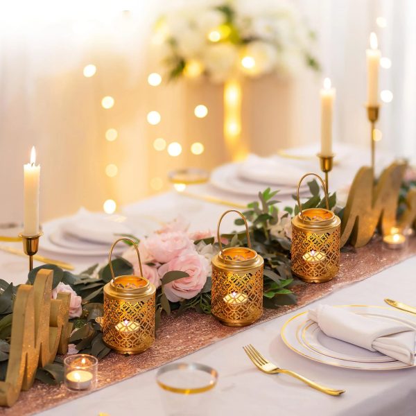 Lumignon doré en métal fer forgé, ensemble de 2 pièces