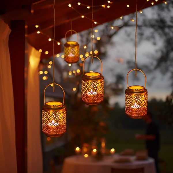 Set de lumignons dorés, design élégant en métal