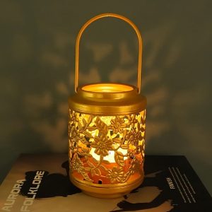 Lumignon doré floral en métal fer forgé