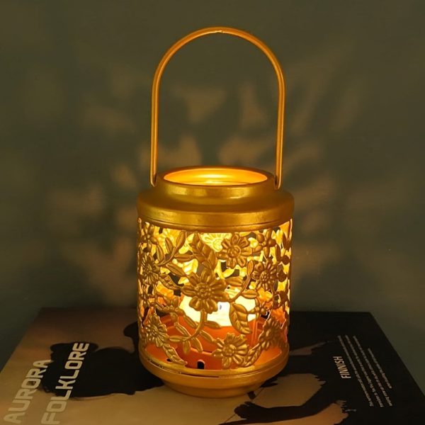 Lumignon doré floral en métal fer forgé