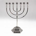 Menorah argentée à 7 branches, candélabre traditionnel