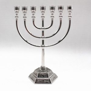 Menorah argentée à 7 branches, candélabre traditionnel