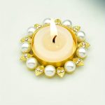 Mini Bougeoir Doré avec Perles et Strass