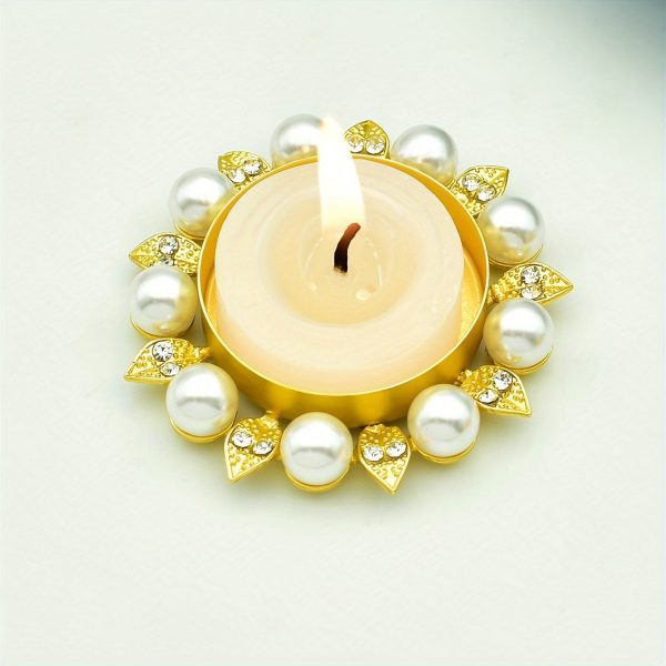 Mini Bougeoir Doré avec Perles et Strass