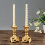 Bougeoir ancien en métal, décoration élégante pour intérieur