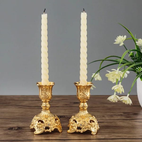 Bougeoir ancien en métal, décoration élégante pour intérieur