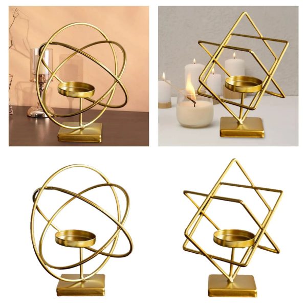 Bougeoir Doré avec design géométrique élégant