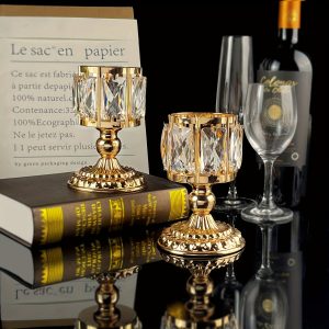 Petit photophore doré Art Déco x2