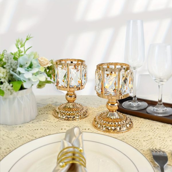 Photophore décoratif en métal doré