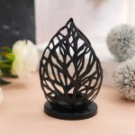 Photophore noir avec motif de feuille d'automne