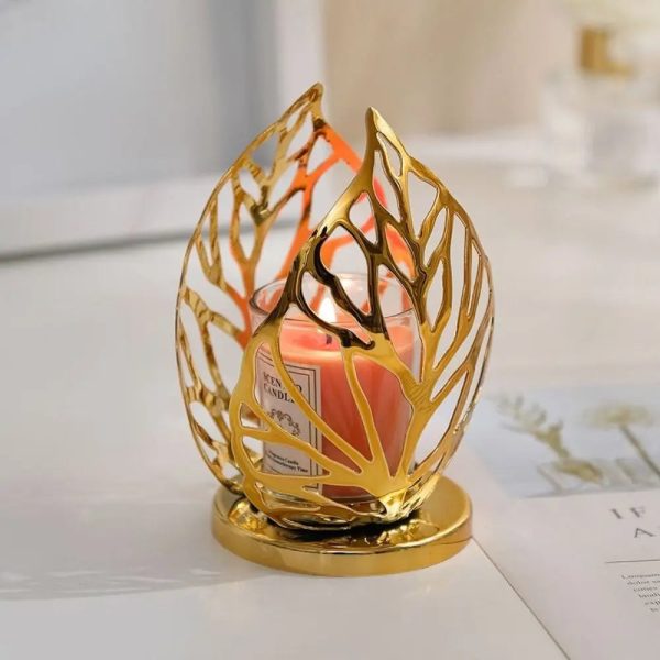 Éclairage d'ambiance : photophore noir feuille d'automne