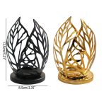 Photophore noir stylisé avec design de feuille d'automne