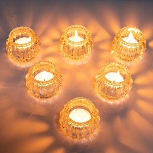 Photophore rond en verre, idéal pour bougies