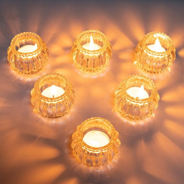 Photophore rond en verre, idéal pour bougies