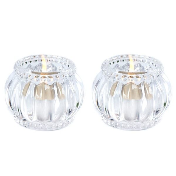 Élégant photophore en verre, ambiance chaleureuse