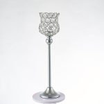 Photophore argenté sur pied de la collection Cristal