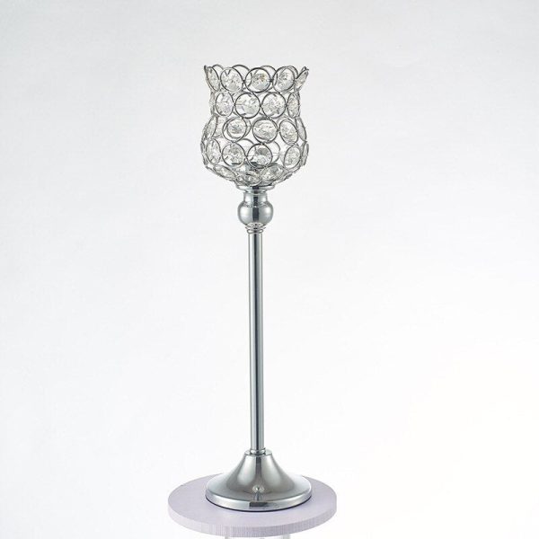 Photophore argenté sur pied de la collection Cristal