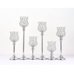 Photophore sur pied, design argenté, collection Cristal