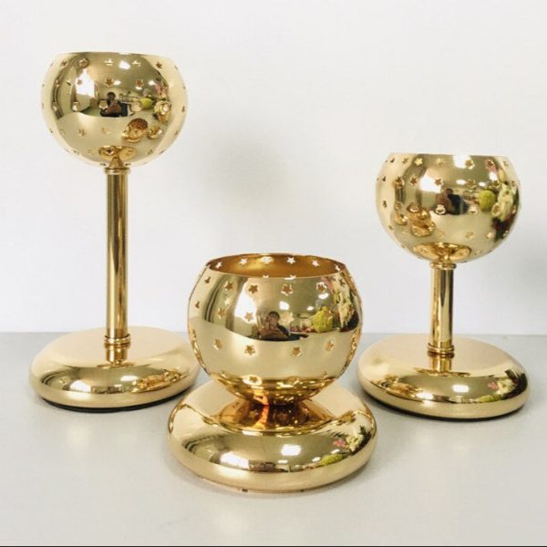 Photophore Boule Dorée en métal fer forgé