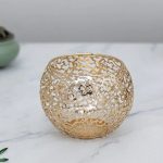 Photophore Boule Or en métal fer forgé